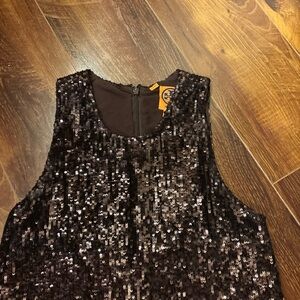 Tory Burch Brown Sequin Tank Dress
